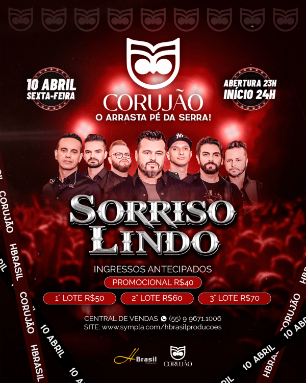 Imagem do evento Sorriso Lindo no Corujão o "Arrasta pé da Serra" dia 10 de abril
