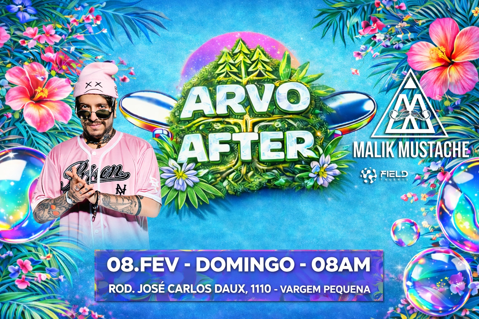 08.FEV - DOM - 08AM | ARVO AFTER APRESENTA: MALIK MUSTACHE - Florianópolis, SC