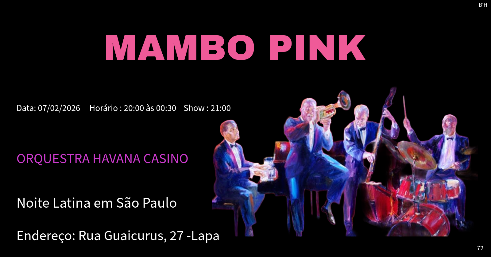 Noite Latina MAMBO PINK - São Paulo, SP
