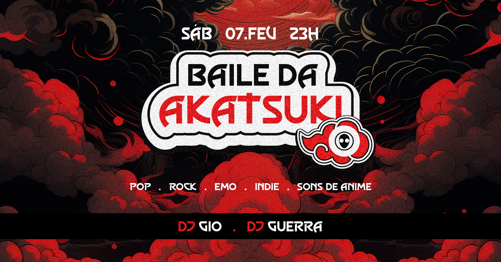 [festa] 23h: Baile da Akatsuki de Sábado! Pop, Rock, Emo, Indie, K-Pop e Trilhas de Anime - Sorocaba, SP