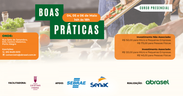 Imagem do evento ABRASEL | BOAS PRÁTICAS EM COMÉRCIO DE ALIMENTOS - 04/05 À 06/05