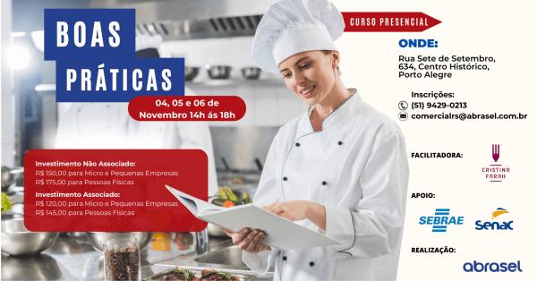Imagem do evento ABRASEL | BOAS PRÁTICAS EM COMÉRCIO DE ALIMENTOS - 04/11 À 06/11