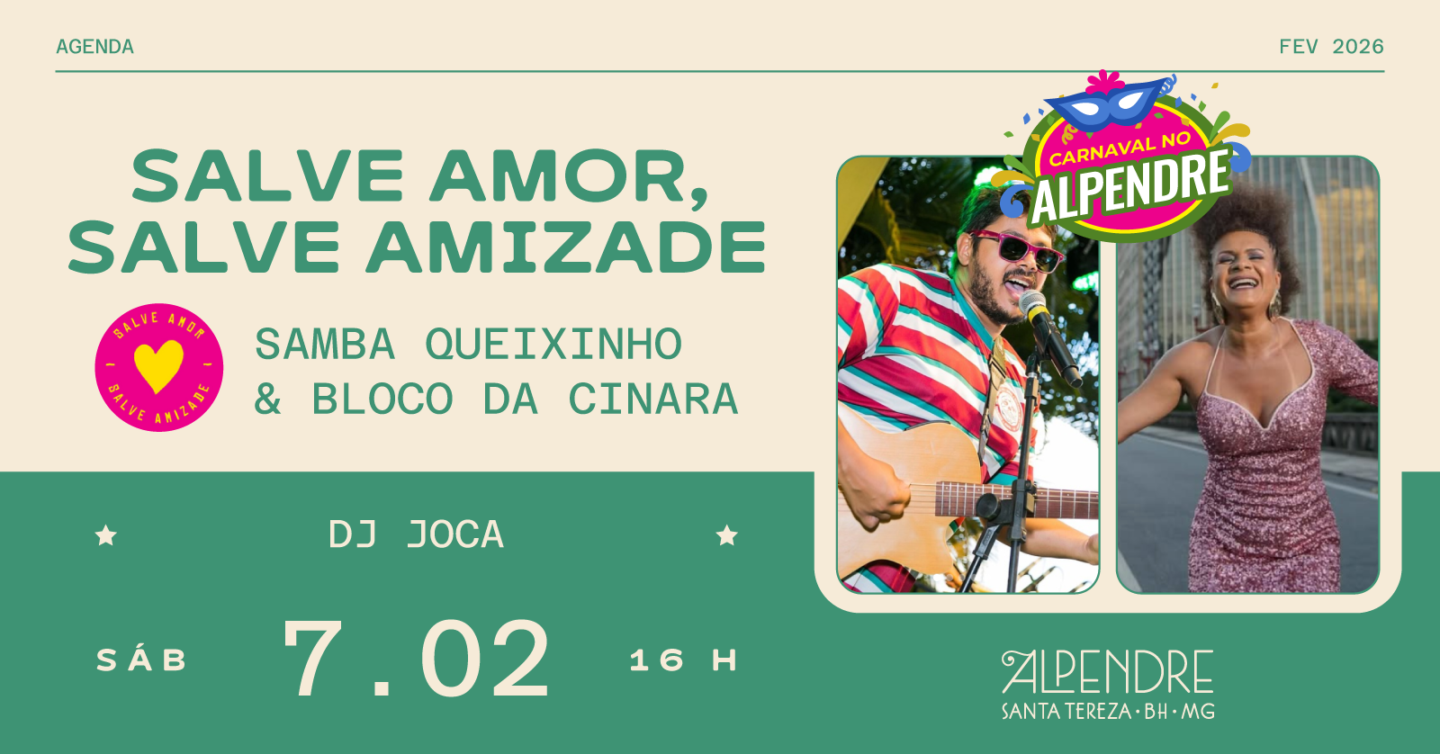 Salve Amor, Salve Amizade! apresenta: Samba Queixinho & Bloco da Cinara - Belo Horizonte, MG