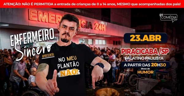 Imagem do evento ENFERMEIRO SINCERO em PIRACICABA - Stand up Comedy