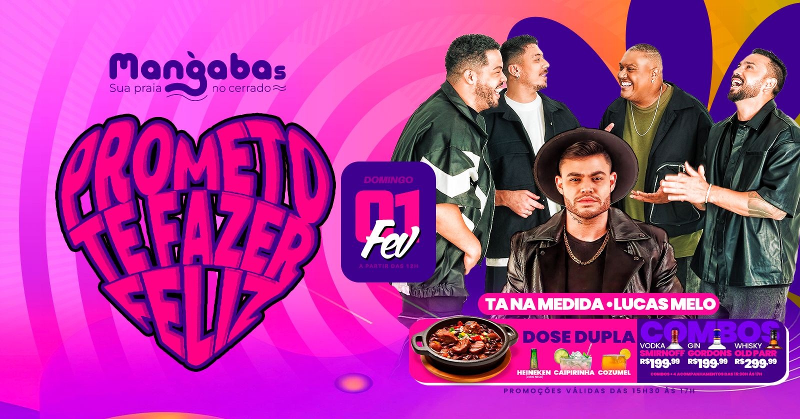 Prometo Te Fazer Feliz | Grupo Tá Na Medida | Mangabas Gastrobar | Domingo - 01/fev - 12h - Brasília, DF