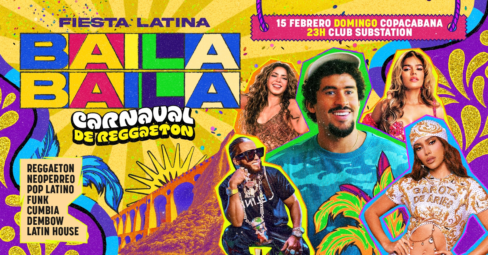 Fiesta Latina Baila Baila |Carnaval de Reggaeton | Copacabana | 15 Febrero | 23h - Rio de Janeiro, RJ