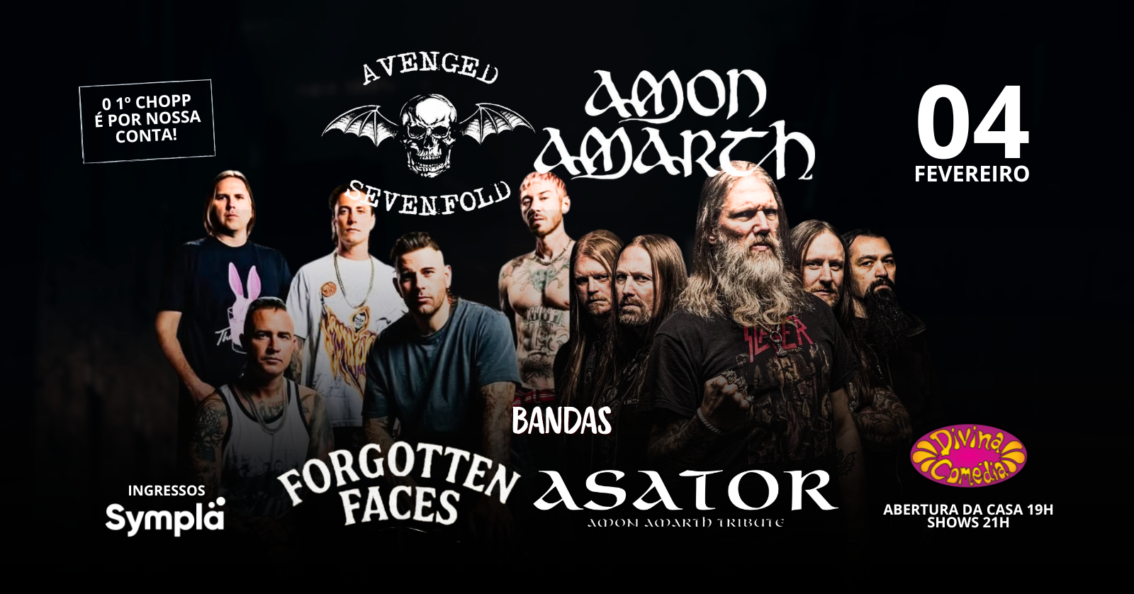 Rock Hour - Tributos: Avenged Sevenfold (Forgotten Faces) + Amon Amarth (Asator) - Porto Alegre, RS