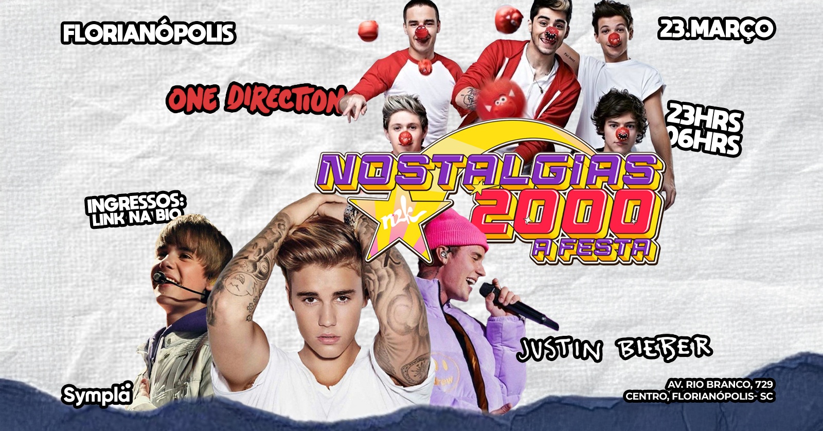 Nostalgias 2000 A Festa: 1D vs Justin Bieber - Edição FLORIANÓPOLIS - Av. Rio Branco, 729, Centro - Florianópolis, SC
