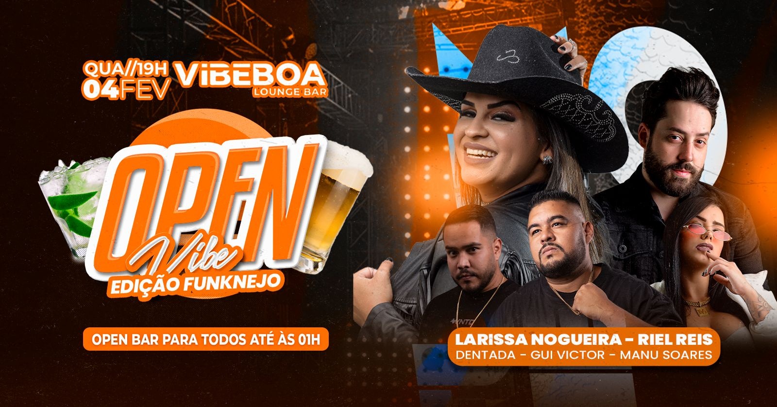 OPEN VIBE ED: FUNKNEJO | OPEN BAR ATÉ 01h | Vibe Boa Lounge Bar | Quarta - 04/02 - 19h - Brasília, DF