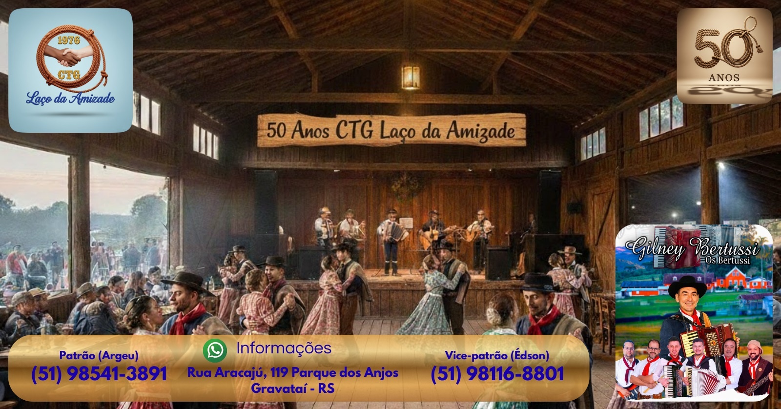 Jantar Baile de Aniversário de 50 Anos do CTG Laço da Amizade - Gravataí, RS