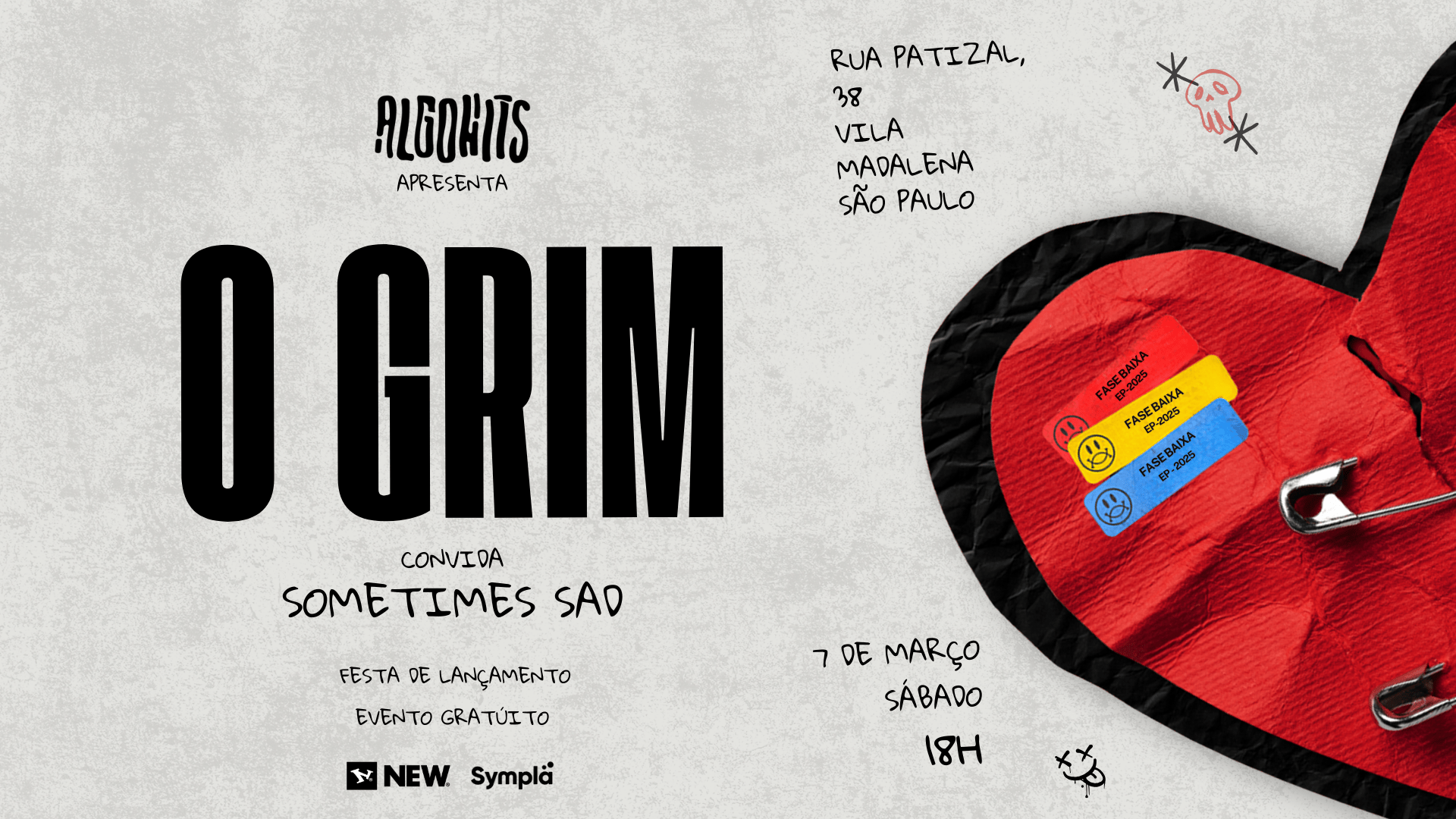O GRIM - Festa de Lançamento. Música // Cultura // Hardcore // PopPunk // Lifestyle - São Paulo, SP