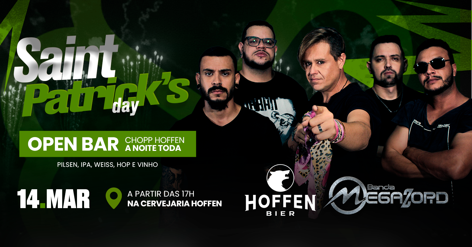 St. Patricks Day na Hoffen | Open Chopp + Banda Megazord - Votorantim, SP