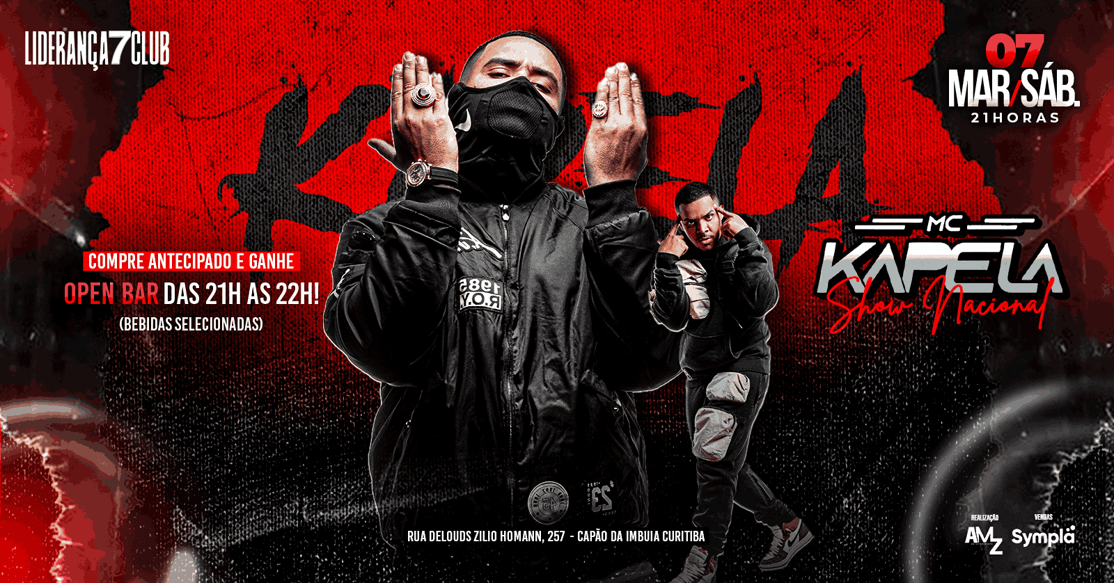 MC Kapela dia 7 de março na Liderança 7 Club