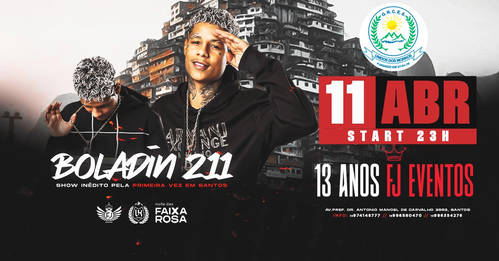 MC BOLADIN 211 - UNIDOS DO MORRO - ANIVERSÁRIO 13 ANOS FJ EVENTOS PRODUCOES - Santos, SP