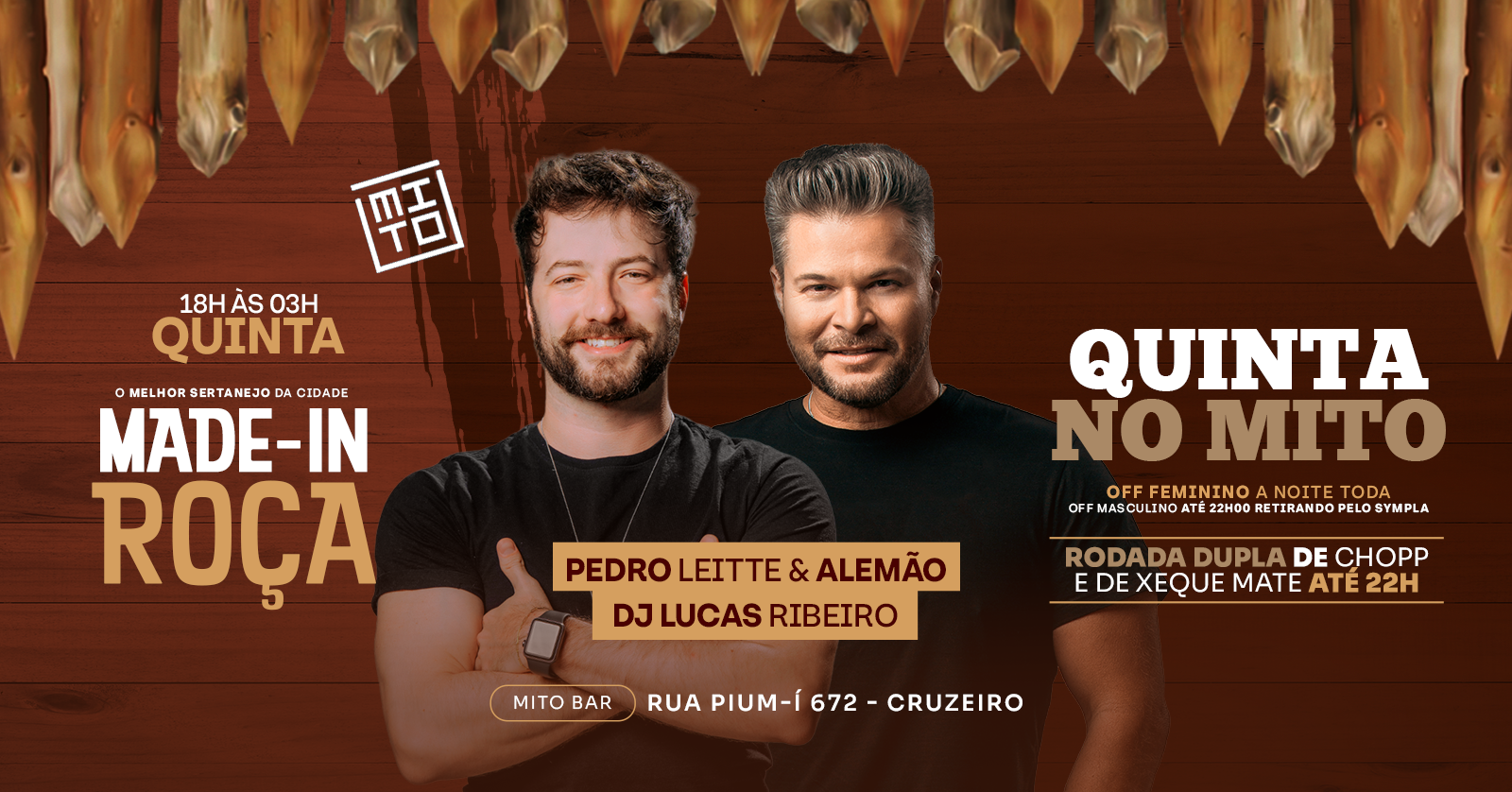 QUINTA  no MITO - MADE IN ROÇA  | 19-03| 18h - Belo Horizonte, MG