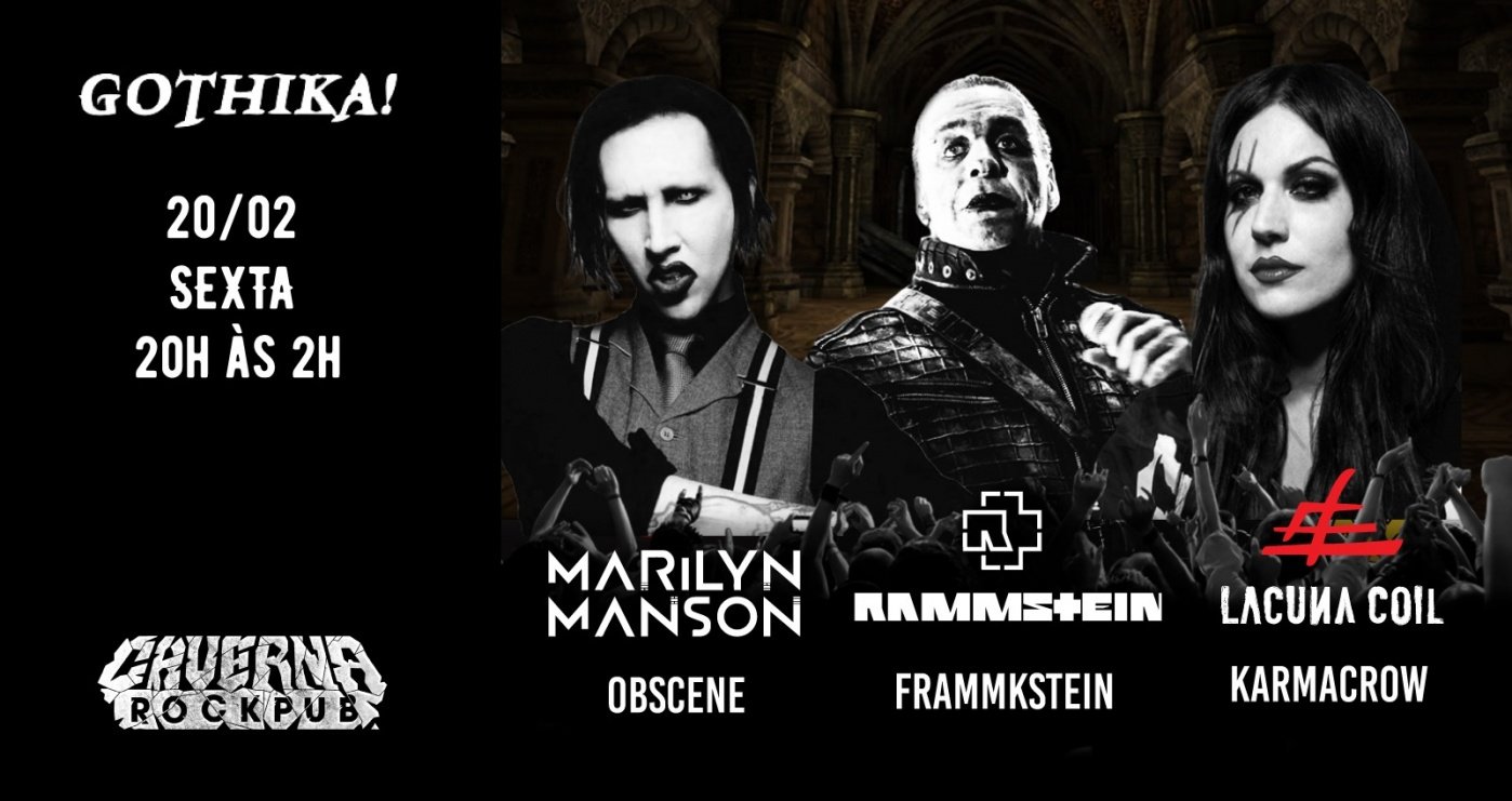20.02 - Gothika: Rammstein, Marilyn Manson e Lacuna Coil em Belo