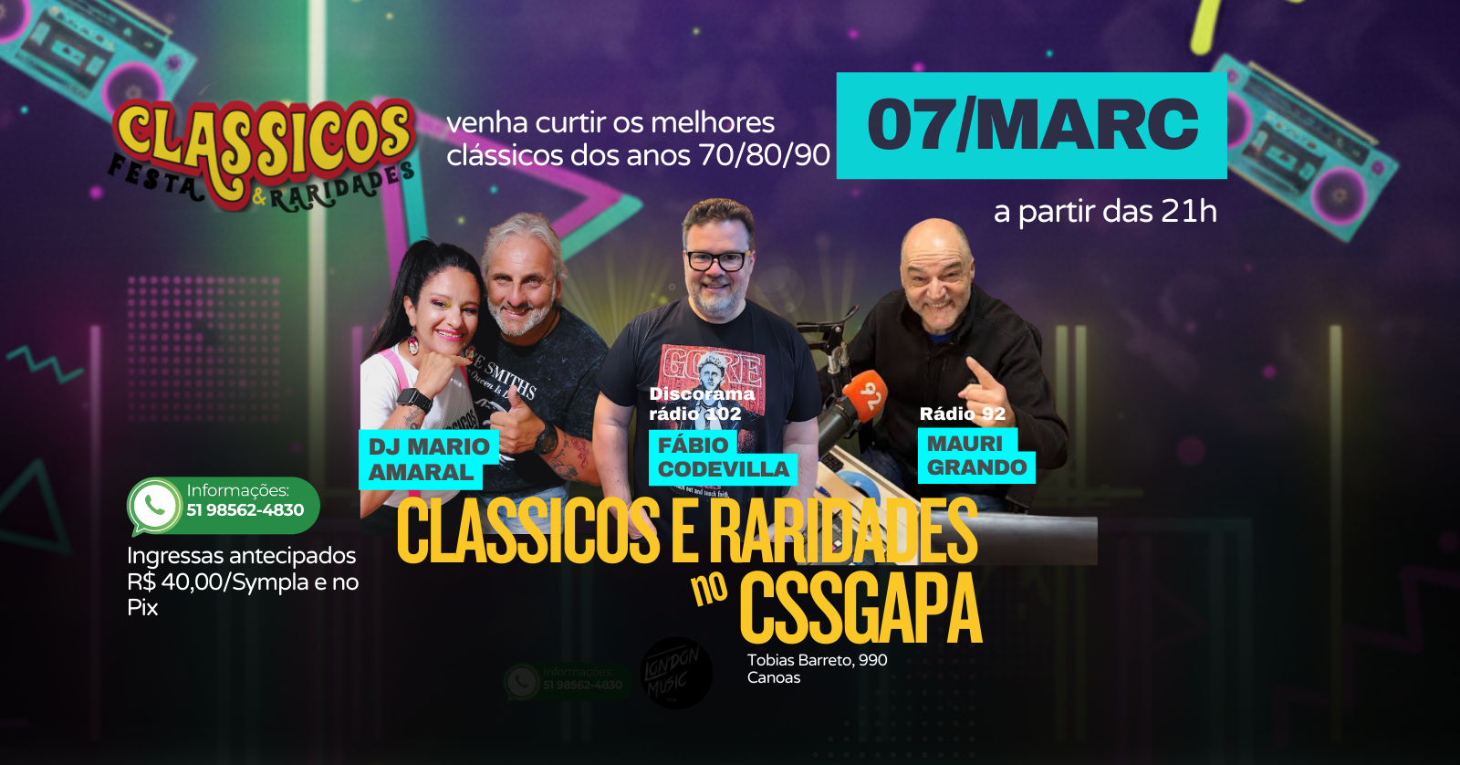 Festa Clássicos e Raridades 70 80 90/ CSSGAPA Canoas - Canoas, RS