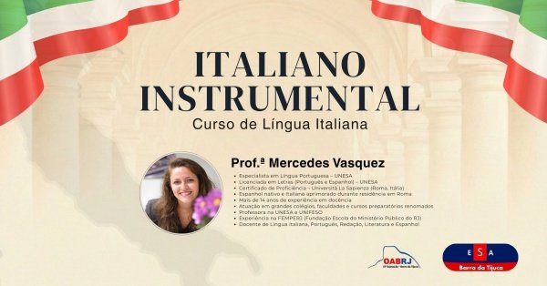 ITALIANO INSTRUMENTAL - Curso de Língua Italiana com a Professora Mercedes Vasquez