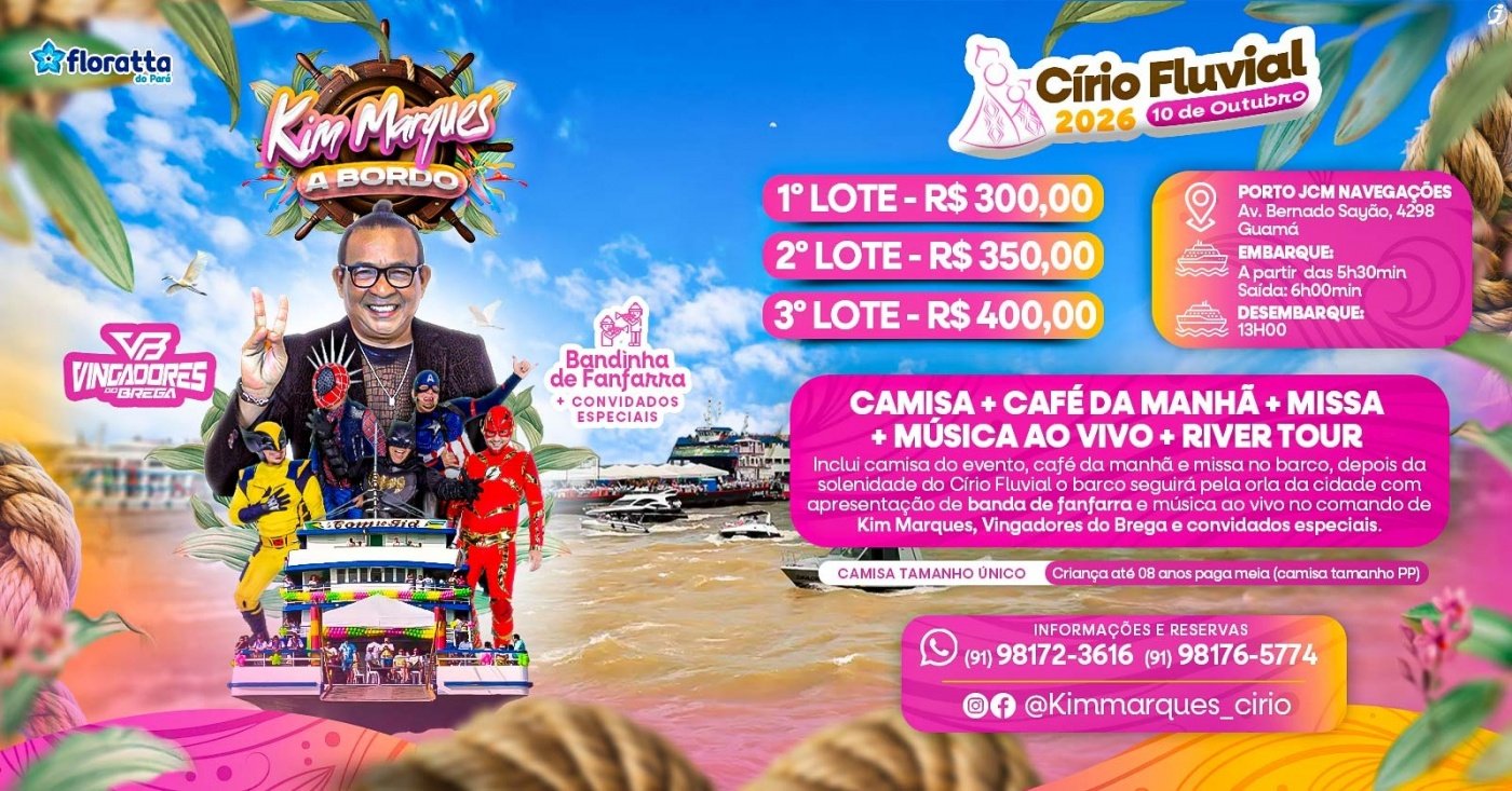 Imagem publicada pela fonte para Cirio Fluvial 2026 - Kim Marques a Bordo