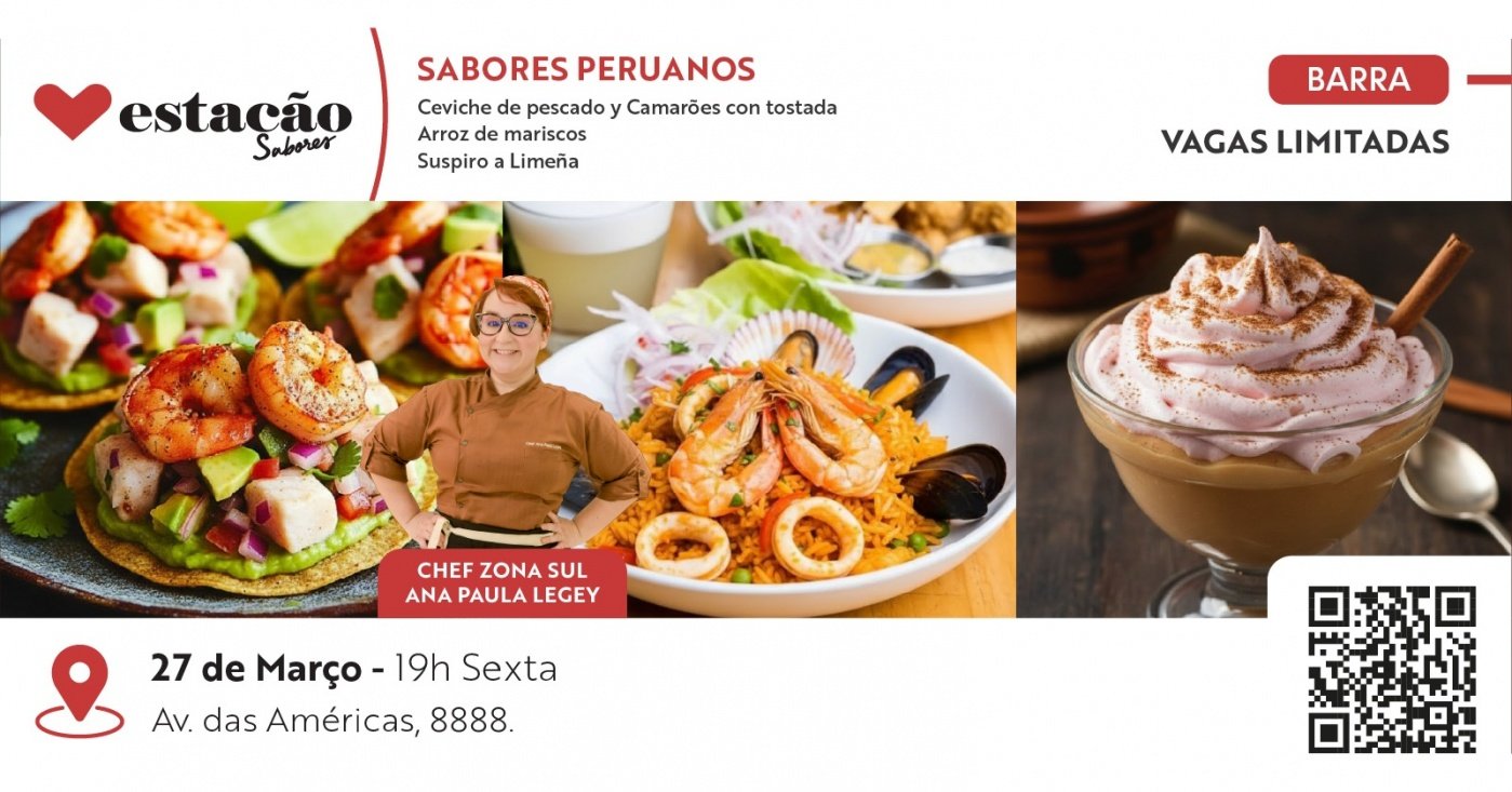 Sabores Peruanos - Ceviche de pescado, Arroz de mariscos e Suspiro a Limeña