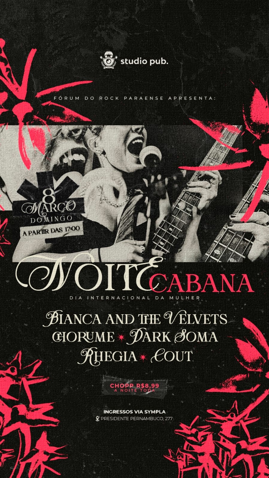 NOITE CABANA - DIA INTERNACIONAL DAS MULHERES @StudioPub 08/03 - Belém, PA