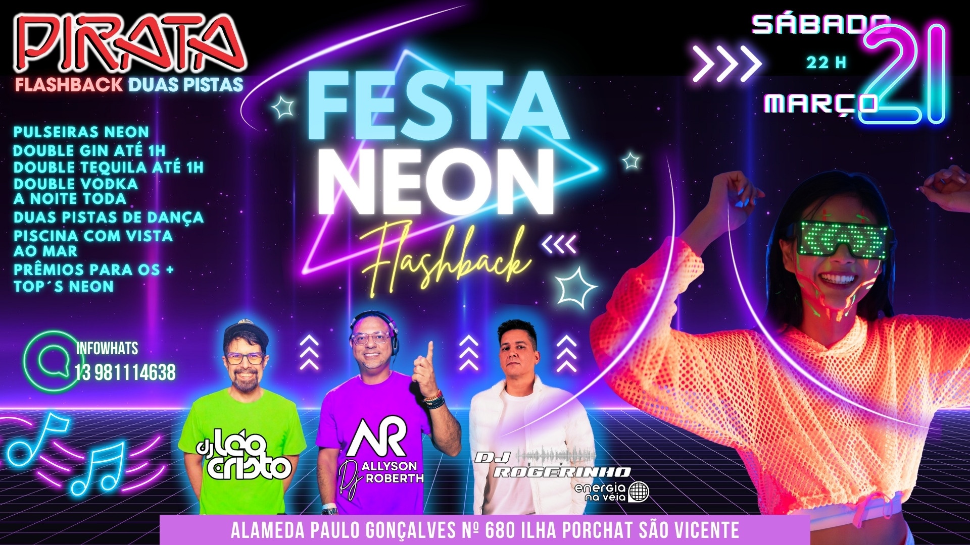 Pirata FlashBack  * 21.03.26 - 22h * Anos 70/80/90/2000 - São Vicente, SP