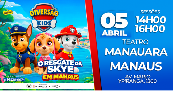 Imagem do evento DIVERSÃO KIDS O RESGATE DA SKYE AO VIVO MANAUS 05 DE ABRIL