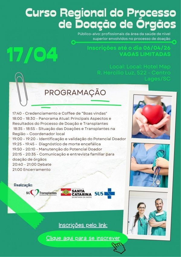 Imagem do evento Curso Regional do Processo de Doação de Órgãos