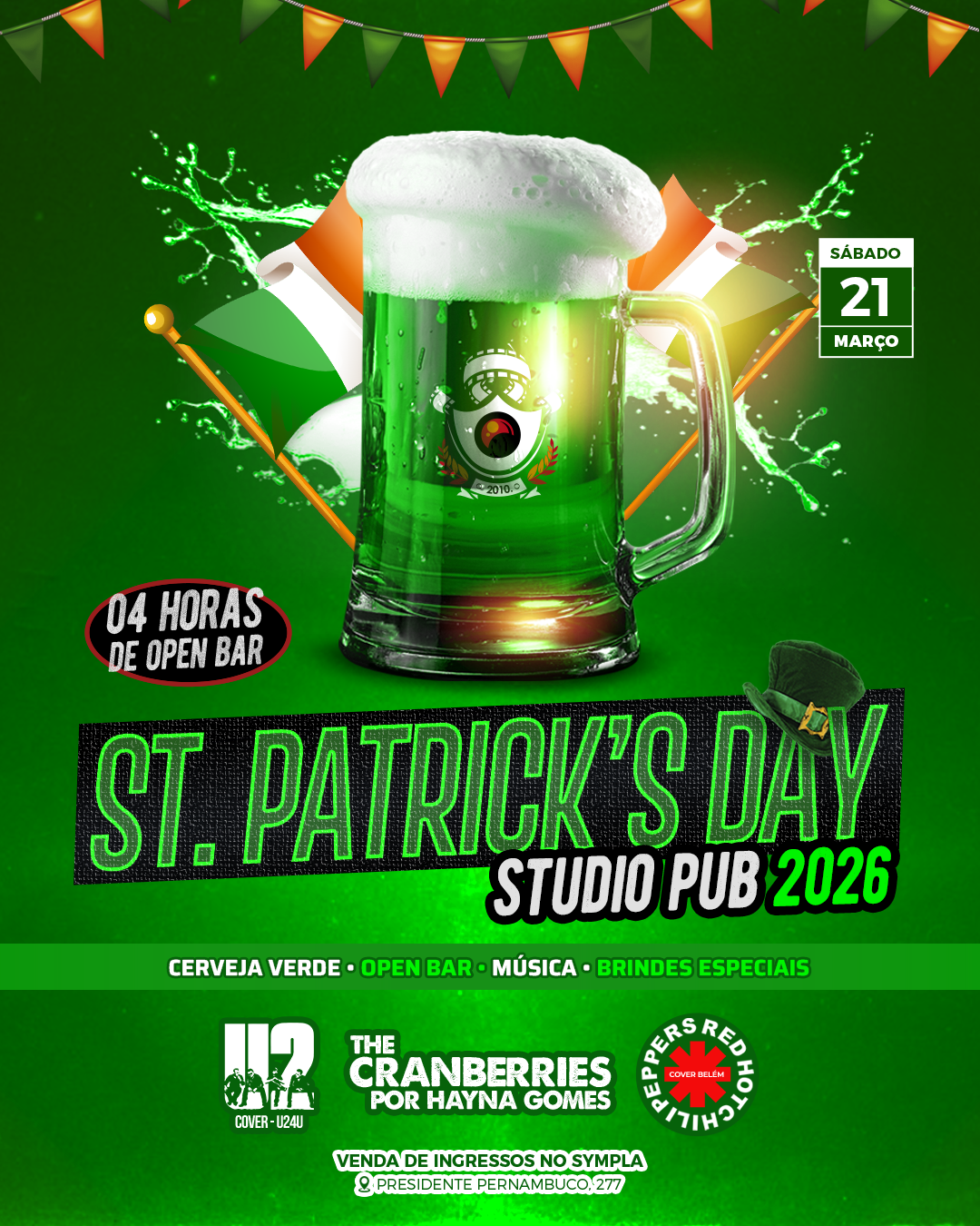 ST. PATRICK'S DAY 2026 @StudioPub 21/03 - Belém, PA