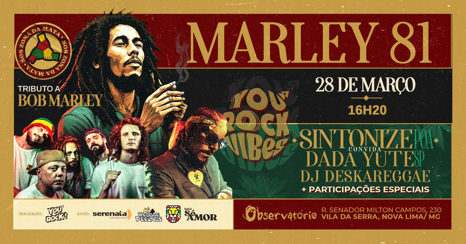 MARLEY 81 - TRIBUTO A BOB MARLEY - YOU ROCK VIBES - Nova Lima, MG