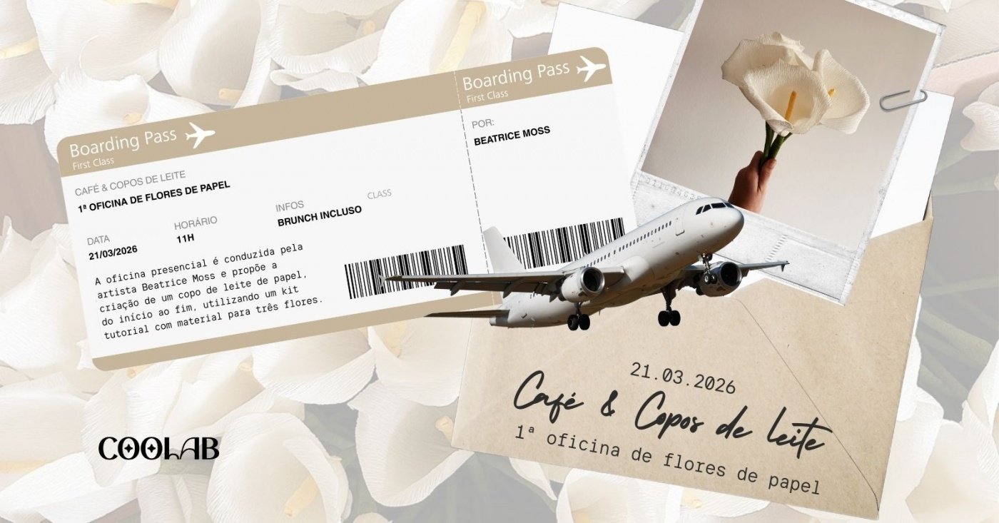 Café e copos de leite - 1ª Oficina de Flores de Papel