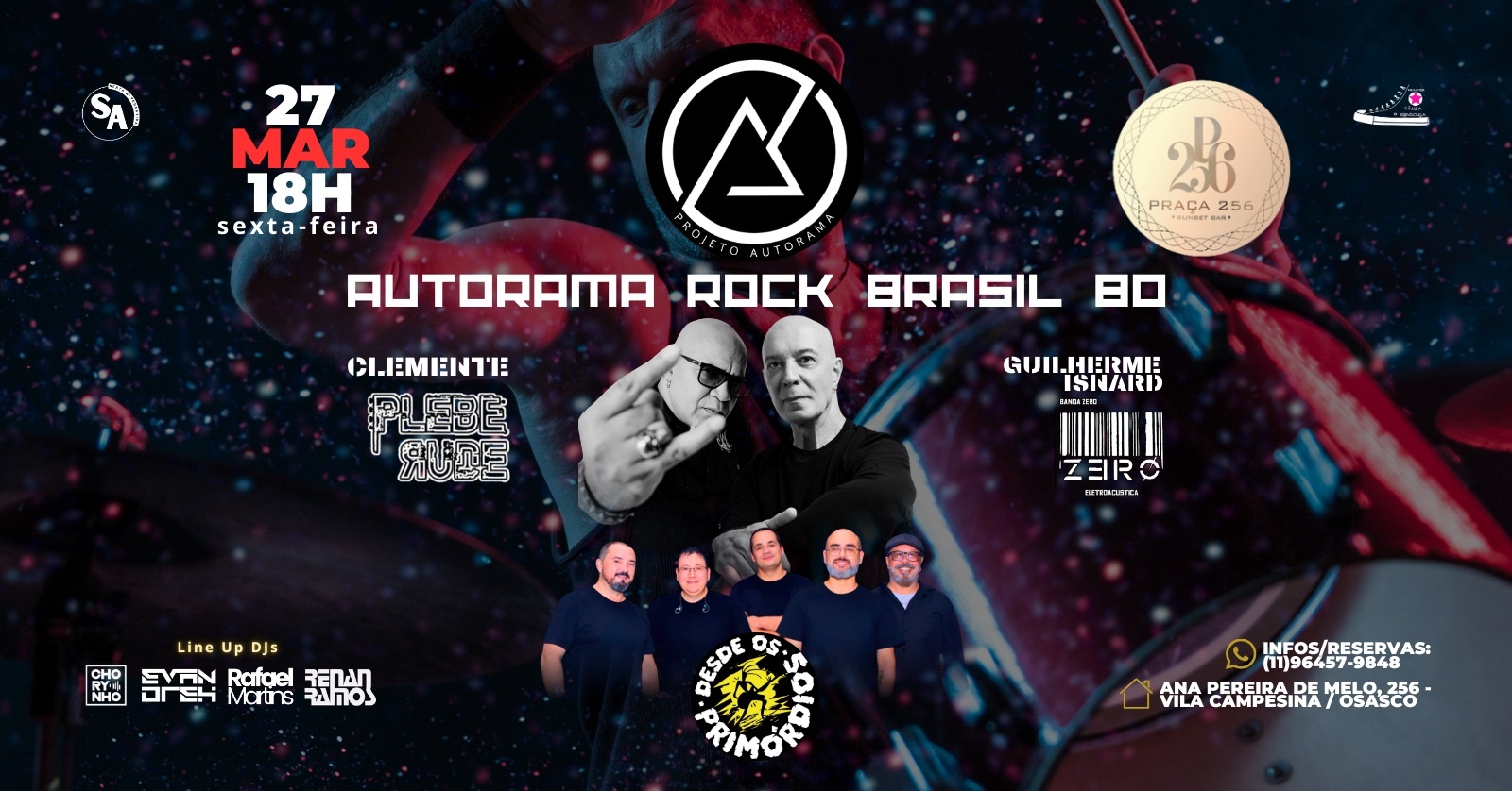 AUTORAMA ROCK BRASIL 80: CLEMENTE (PLEBE RUDE) & GUILHERME ISNARD (BANDA ZERO) @ PRAÇA 256 dia 27.03 - Osasco, SP