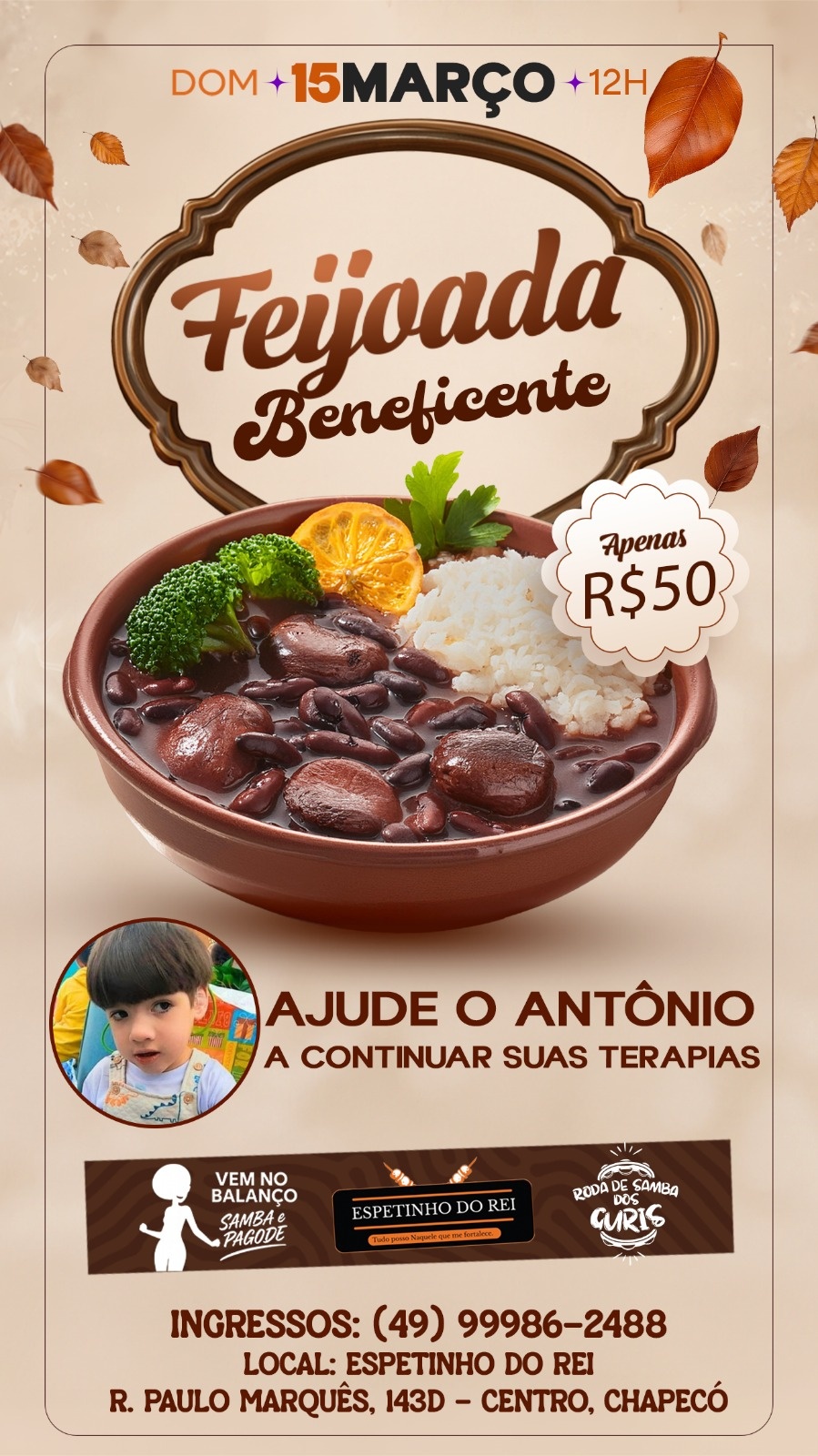 Feijoada Beneficente pró Antônio - Chapecó, SC