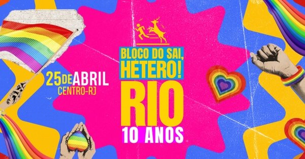 Imagem do evento Bloco do Sai, Hétero RJ - EDIÇÃO ESPECIAL 10 ANOS @Centro RJ