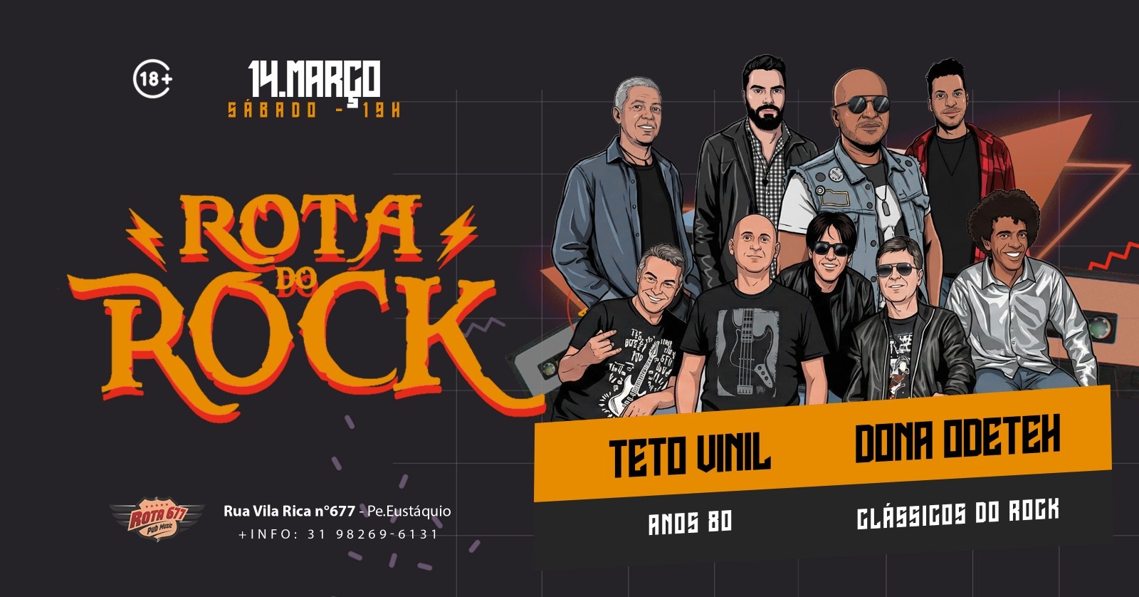 ROTA DO ROCK |TETO VINIL & DONA ODETEH|14/03 |19H - Belo Horizonte, MG