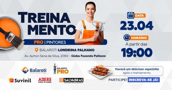 Imagem do evento Treinamento Suvinil, Adere e Salvabras - Balaroti Londrina Palhano