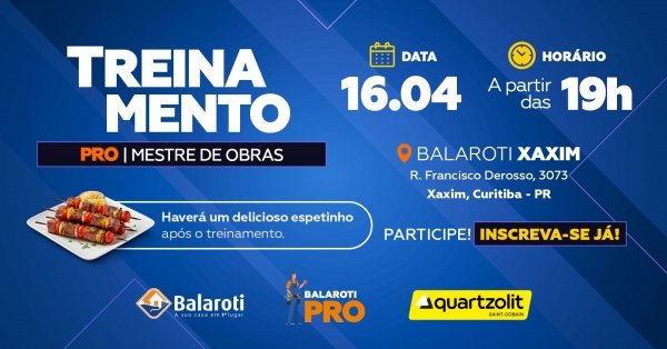 Imagem do evento Treinamento Quartzolit - Balaroti Xaxim