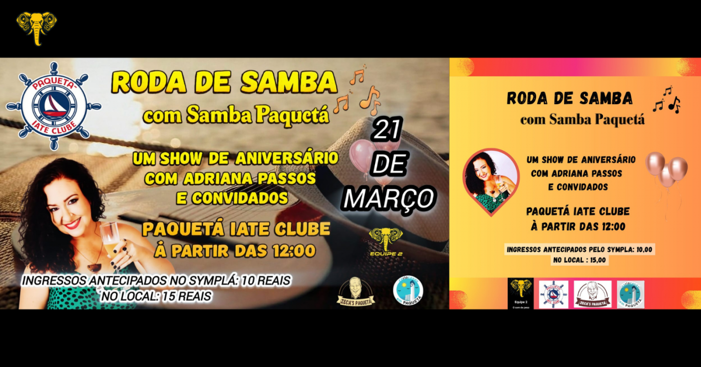 RODA DE SAMBA COM SAMBA PAQUETÁ com Adriana Passos e Convidados