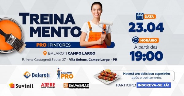 Imagem do evento Treinamento Suvinil, Adere e Salvabras - Balaroti Campo Largo