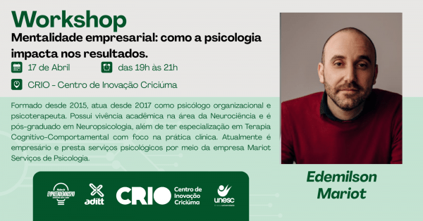 Imagem do evento Workshop Mentalidade empresarial: como a psicologia impacta nos resultados.