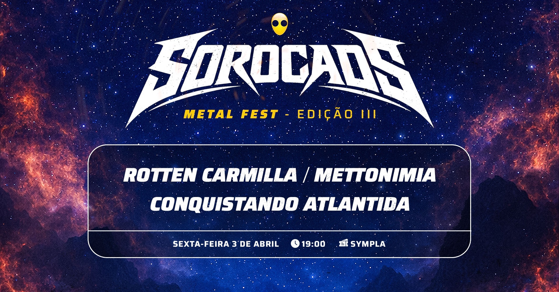 [show] 19h: SOROCAOS: Conquistando Atlântida + Mettonimia + Rotten Carmilla + after party - Sorocaba, SP