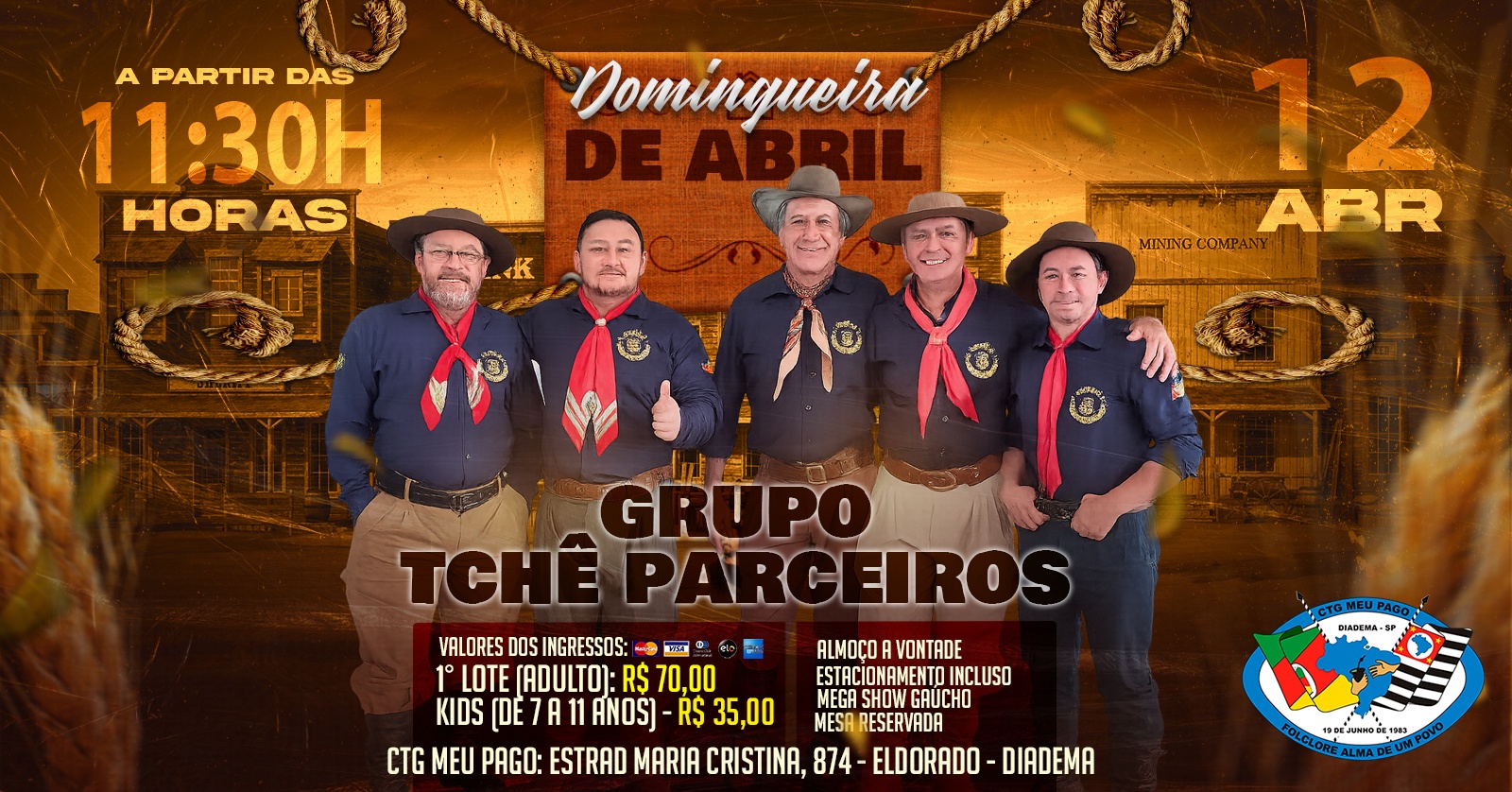 DOMINGUEIRA DE ABRIL! Show do grupo TCHÊ PARCEIROS! - Diadema, SP