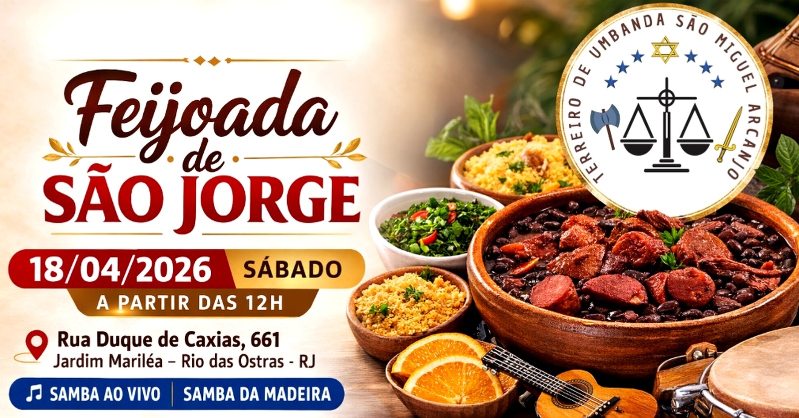Feijoada de São Jorge  - TUSMA - Rio das Ostras, RJ