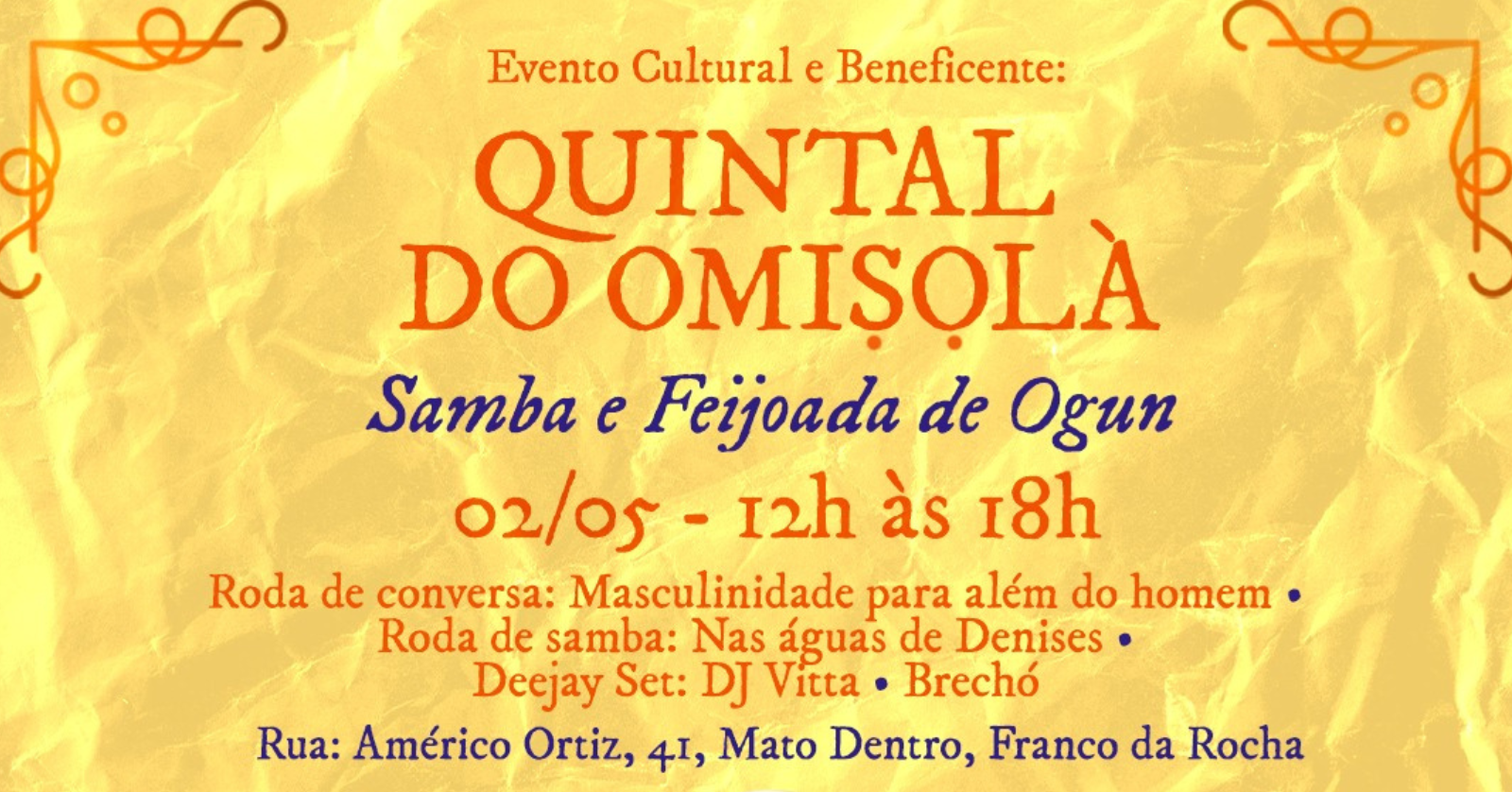 Quintal do Omiṣọlà - Samba e Feijoada de Ògún - Franco da Rocha, SP
