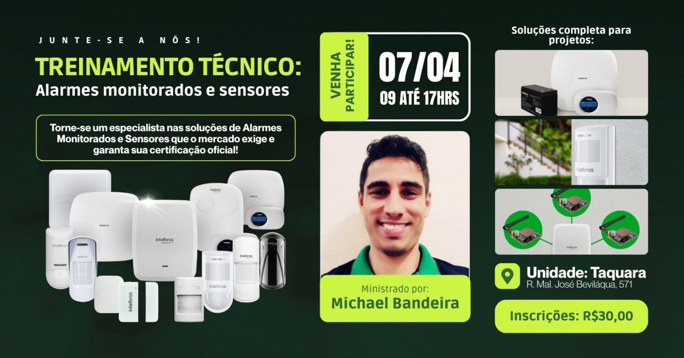 Alarmes monitorados e sensores