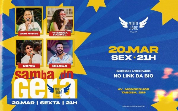 Imagem do evento Samba do Gera ~ Gabi Nunes, Dipas, Theresa Rachel e Brasa