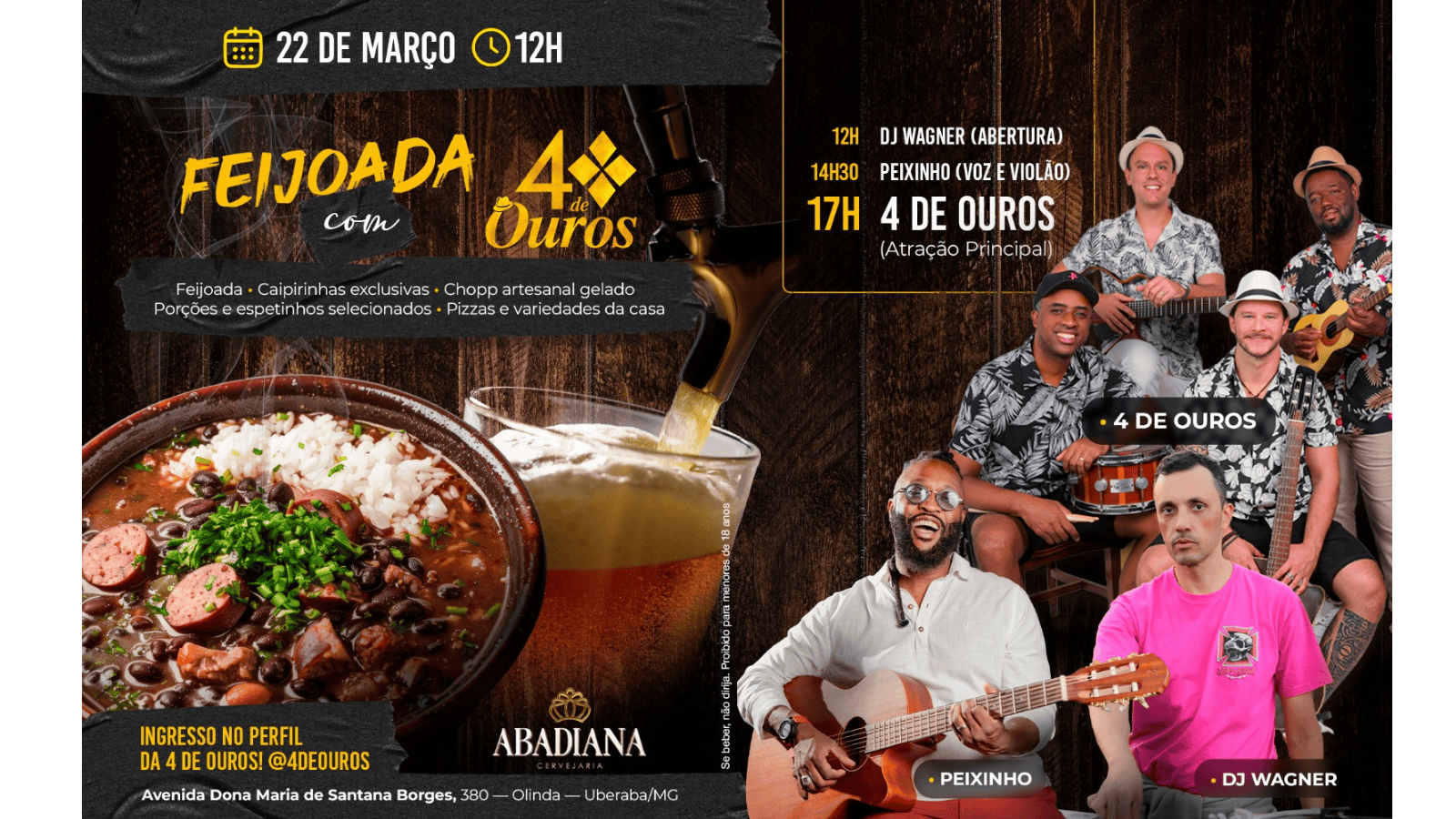 Feijoada Abadiana com 4 de Ouros - Uberaba, MG