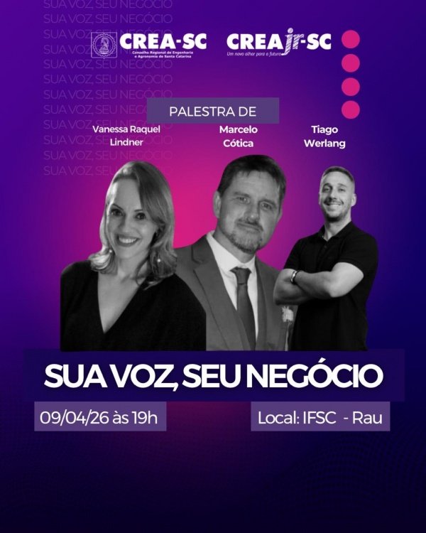 Imagem do evento Sua Voz, Seu Negócio - CREA Jr Jaraguá do Sul