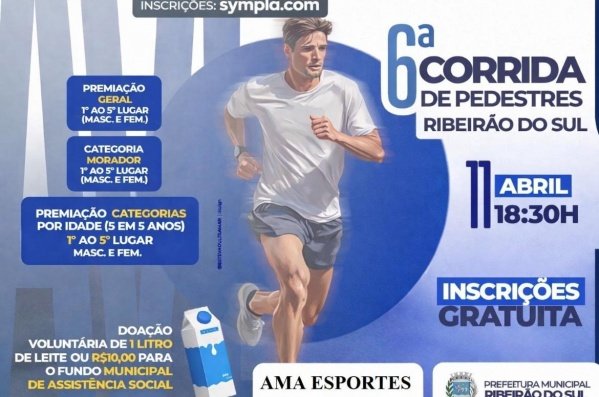 Imagem do evento 6º CORRIDA DE PEDESTRES RIBEIRÃO DO SUL SP