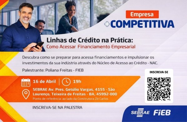 Imagem do evento Empresa + Competitiva - Linhas de Crédito na Prática: Como Acessar Financiamento Empresarial